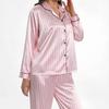 Autumn Winter Striped Pajamas Set for Women Sleepwear Long Sleeve Button Top and Long Pants Set Homewear Loungewear