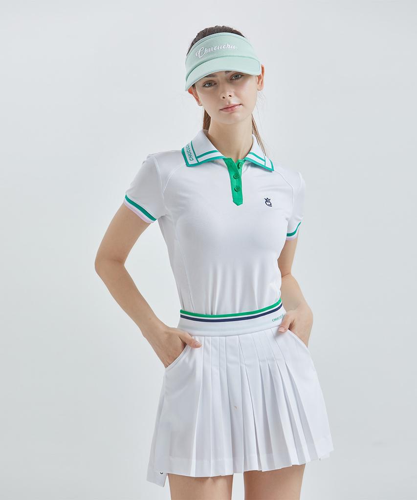 CHUCUCHU Cooling Wing Collar Short Sleeve Top (White) Cbfss-Ts005W