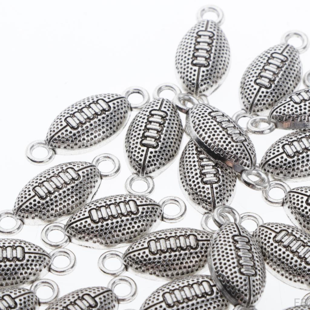 20 Pieces Mini Rugby Shape Charms Connector Pendants Beads for Crafting