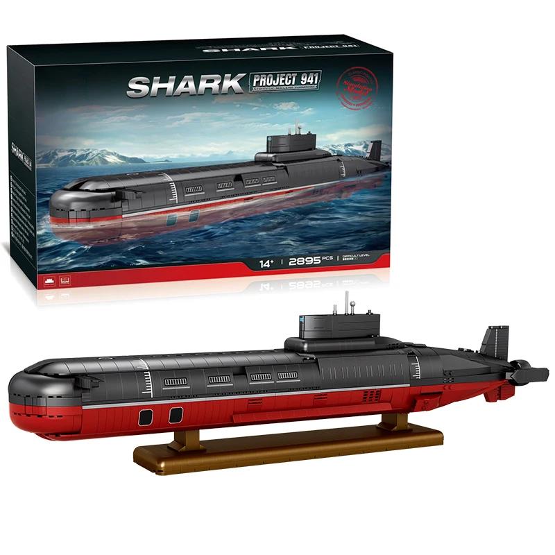 Non-Toxic 2895Pcs Typhoon Class Submarine Building Blocks 1:250 Scale Type 941 Shark Submarine Model Bricks Kids Educational Diy Toy Gifts