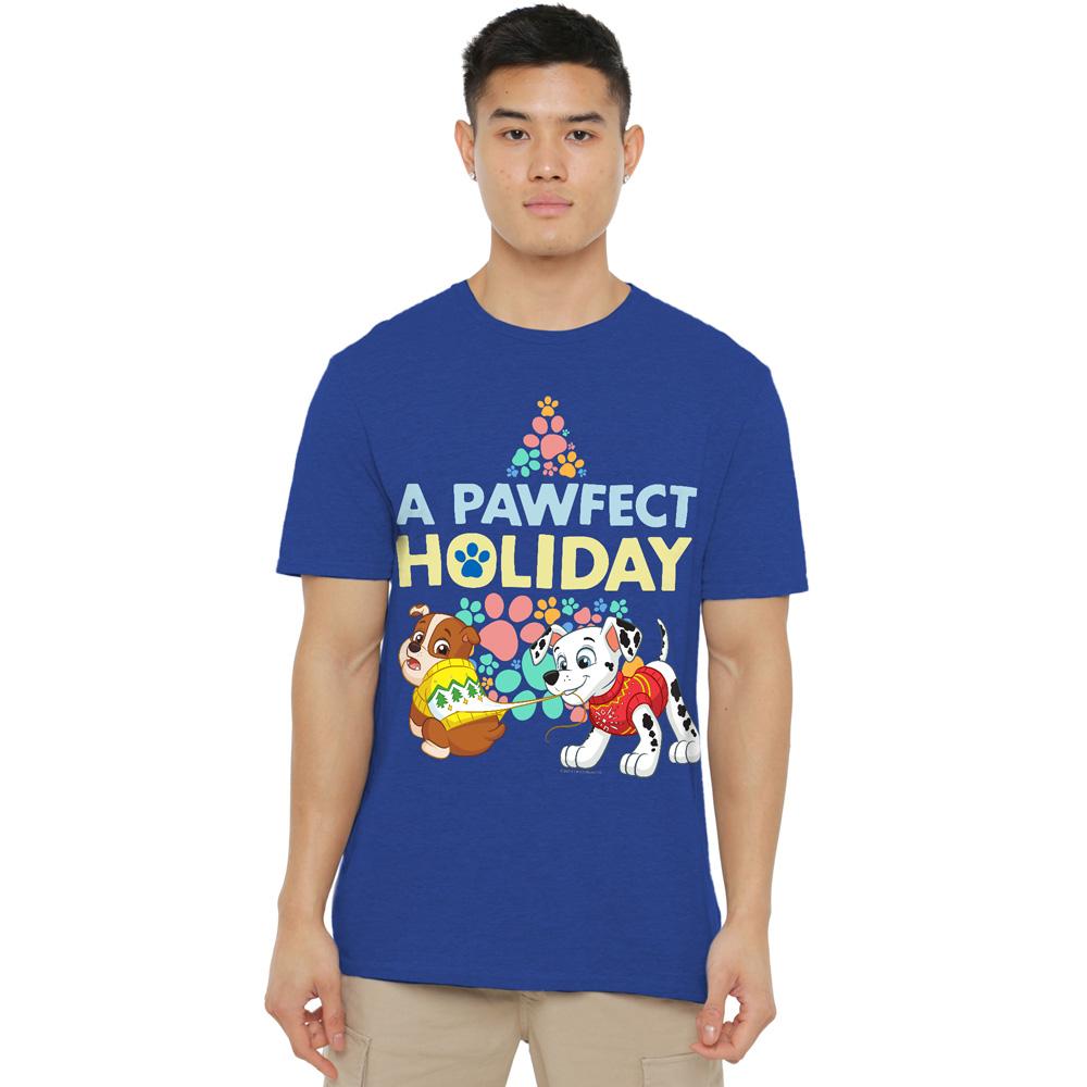 Paw Patrol Unisex Adult A Pawfect Holiday Rubble & Marshall Christmas T-Shirt