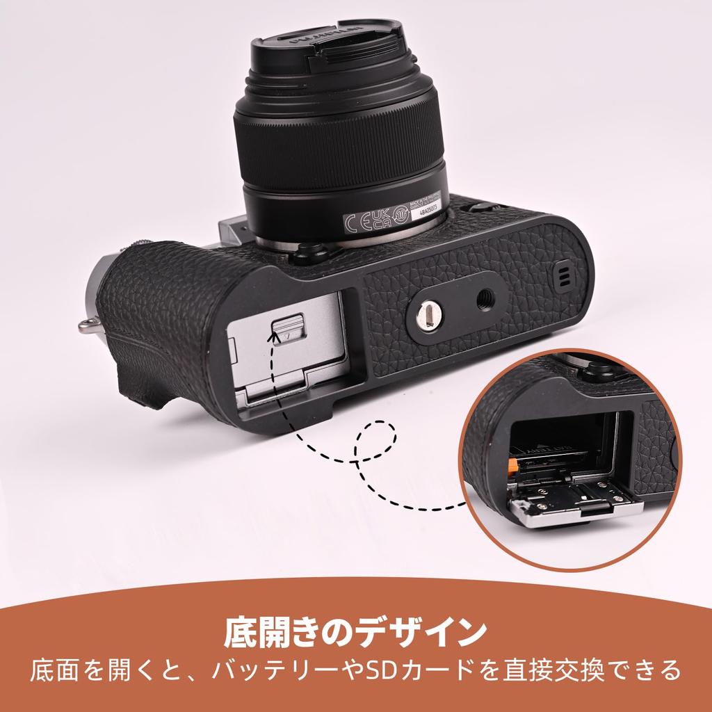 CLC Handmade FUJIFILM X-T50 Camera Case, Camera Cover, Camera Bag, Genuine Leather with Cowhide Leather Top and Metal Base Plate (Black)