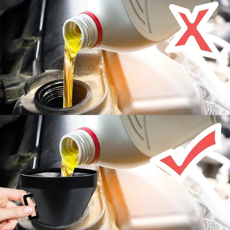 Universal Fuel Funnel with Filter - Extension Hose for Car Motorcycle Truck Oil/Gasoline Refilling, Anti-Spill Design Tool Kit