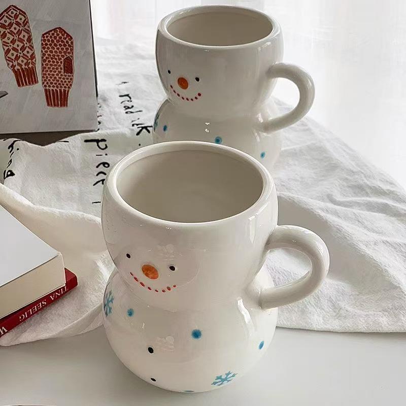 350ML Snowman Mug Creative Large Capacity Ceramic Cup Coffee Cups Lovely Men and Women Birthday Gift Dormitory Fund