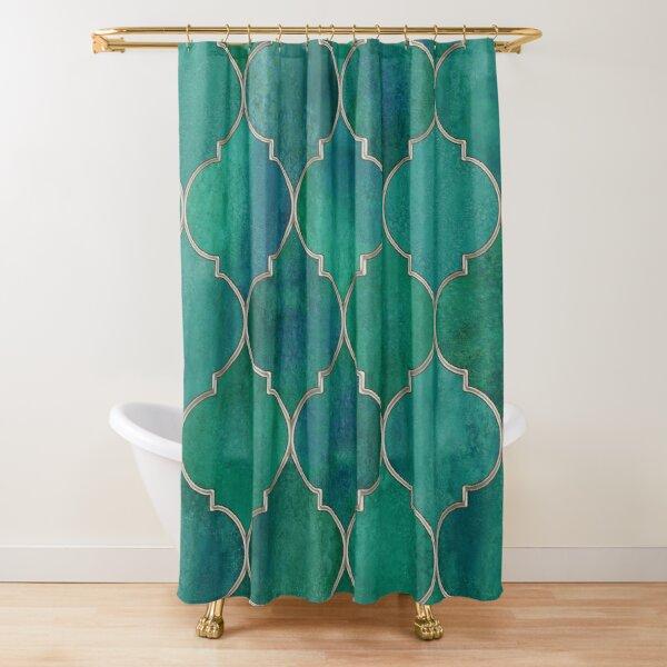 Moroccan Trellis Lattice Pattern Shower Curtain,Indigo Navy Blue White Vintage Geometric Lattice Bathroom Curtains With Hooks