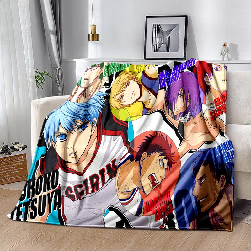 Anime Kuroko's Basketball Cartoon Blanket,Soft Throw Blanket for Home Bedroom Bed Sofa Picnic Travel Office Cover Blanket Kids