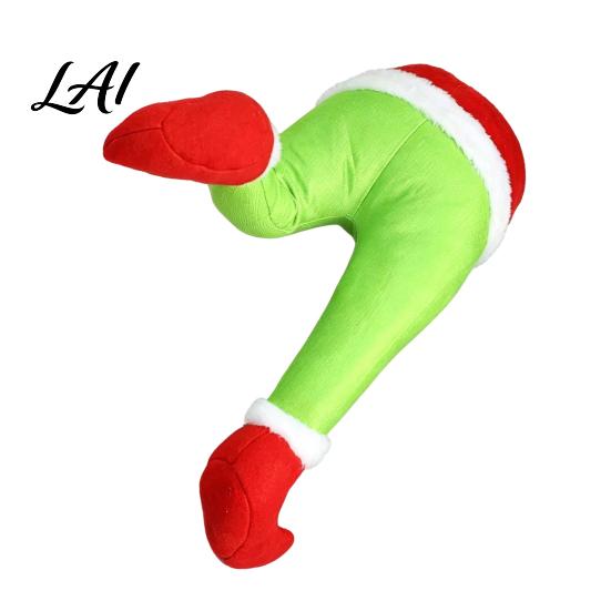 Playful Holiday Scene Setting Christmas Elf Stuffed Leg Ornaments Santa Green/Red Legs Decorations Poseable Indoor Fireplace Ornament for Xmas Tree