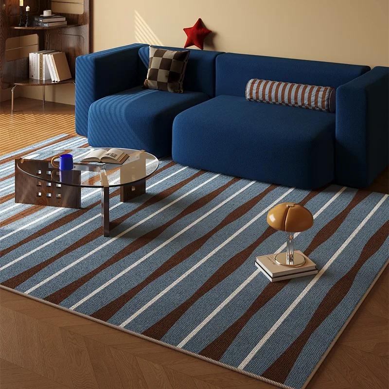 

Modern Blue Plaid Carpet for Living Room Striped Decoration Bedroom Bedside Easy Clean Rug Lounge Non-Slip Floor Mat 1.9x2.9ft(60x90cm)