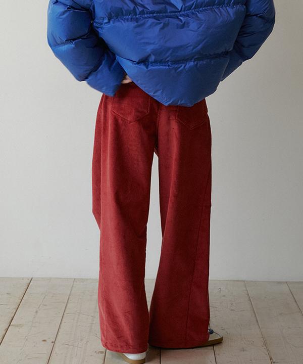 GREENBUTTER Corduroy Wide Pants (Brick Red)