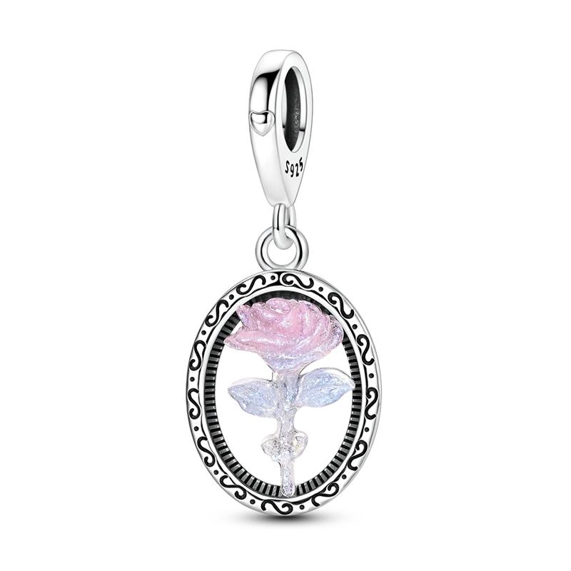 New Design Pink Series Bow Love Zircon Charms Fit Original Charm Pendent Dangle Bead Bracelet Necklace Diy Women Jewelry Gift