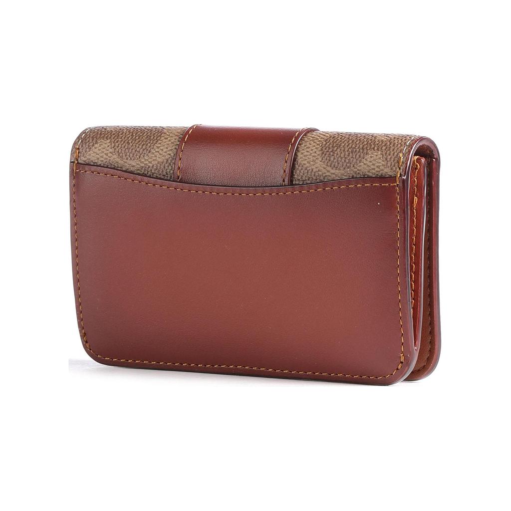 Coach Card Case Slim Long Fashion Classic Coated Canvas With Leather Wallet Women Wallet Brown Yellow Rust C5870-B4NQ4