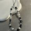 Ins-style Ice-transparent Star Phone Lanyard, Cool Black Diy Beaded Camera Chain Anti-loss Lanyard, High-end Style Lanyard