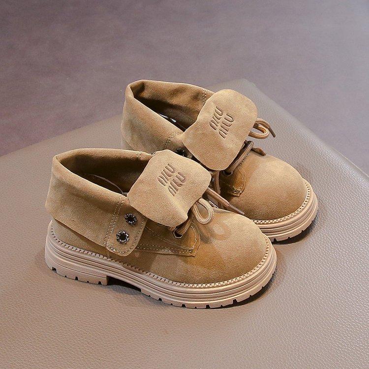 Small Yellow Boots Children's Martin Boots Girls Fashion Short Boots 2025 Autumn and Winter British Style Older Children's Boots Boys Leather Boots