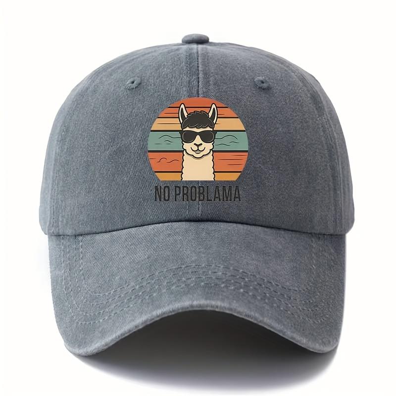 

Unisex and feUnisex cartoon alpaca baseball cap with curved brim suitable for outdoor activities such as camping and travel Adjustable