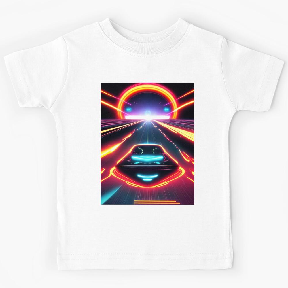 Car Synthwave, neon, futurist, kids, game, children, future Kids T-Shirt 100