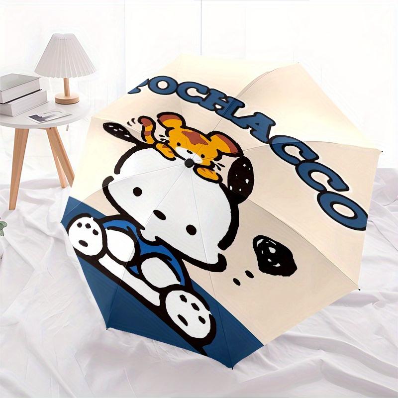 Pochacco,Cow Automatic Folding Umbrella Simple 8 Rib Design, Bright Cartoon Pattern, Durable Iron Frame, Suitable For Travel, Outdoor, Beach
