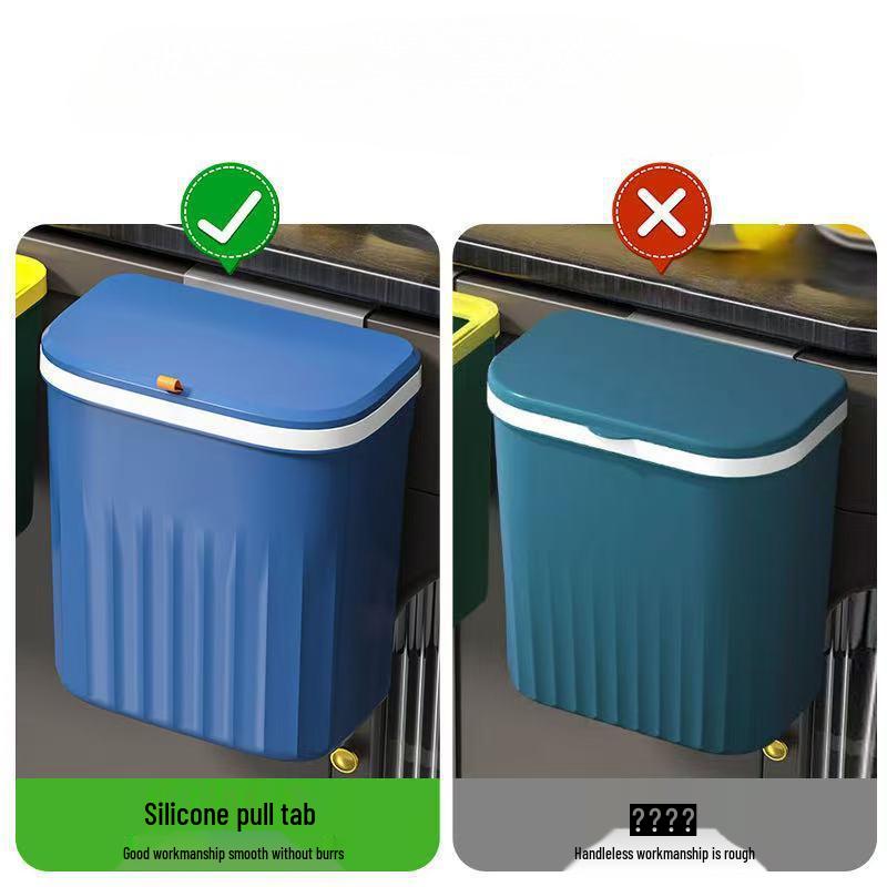 Wall-Mounted Kitchen Trash Can with Lid for Cabinets and Bathrooms