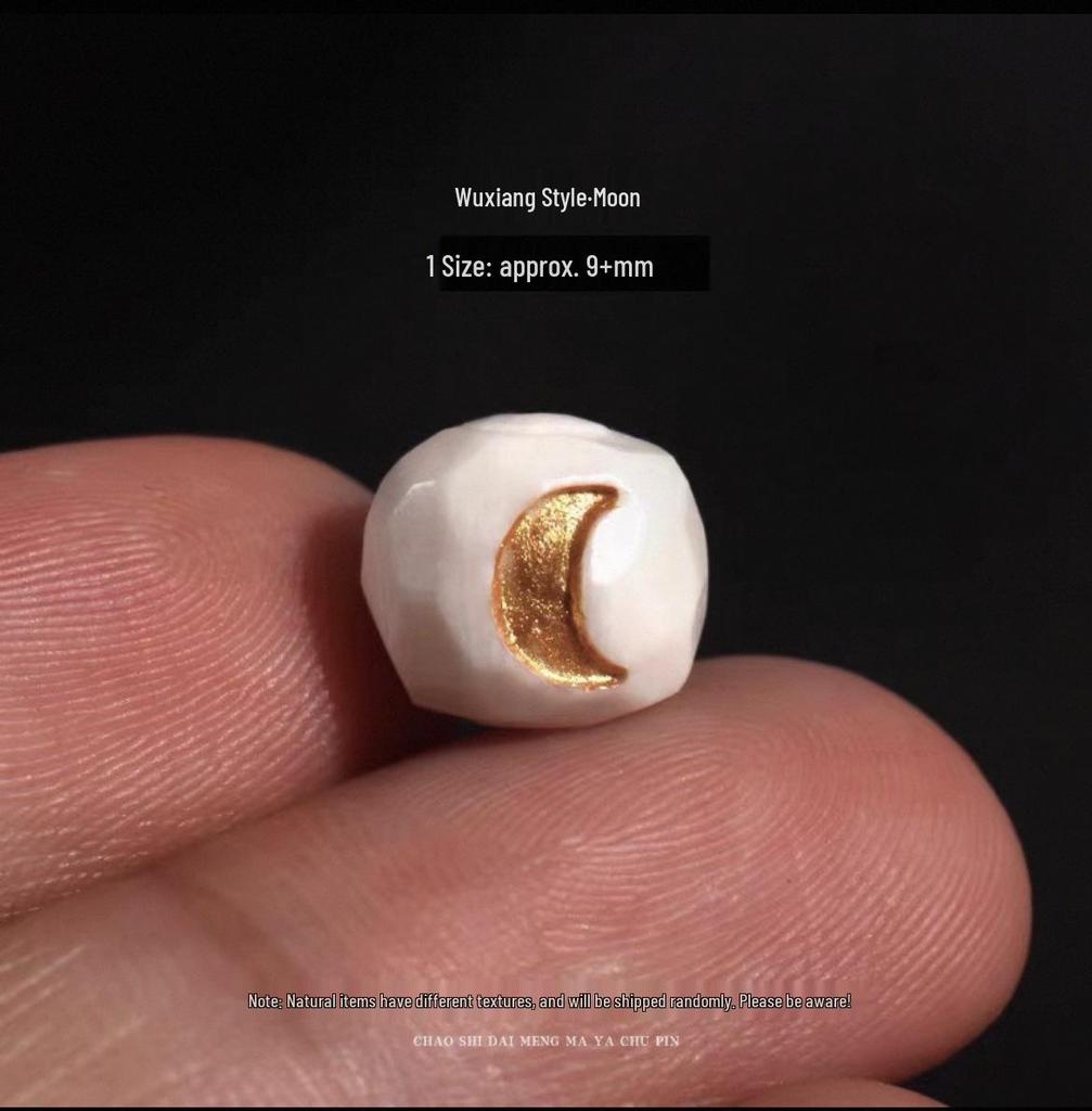 Mammoth Ivory Sun Moon Stars Barrel Beads Bracelet with Buddhist King Kong Bodhi Accessories