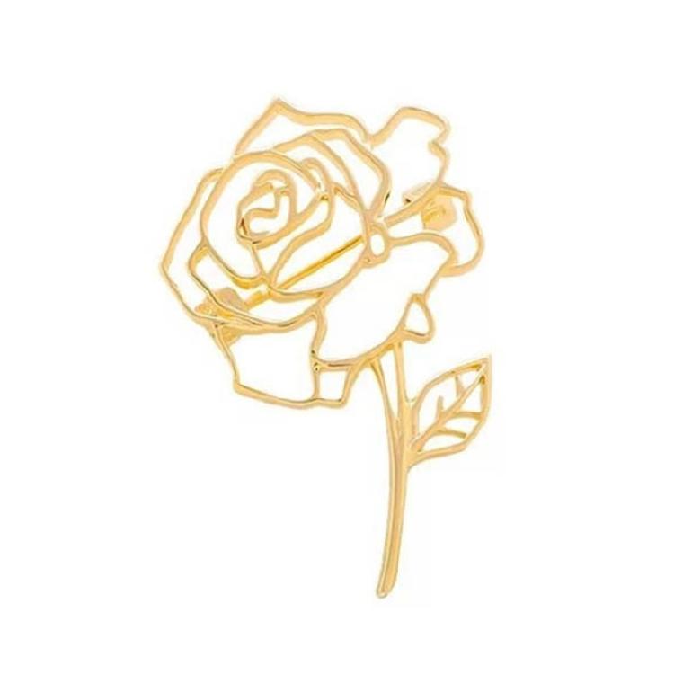 

Stylish Floral Brooch Jewelry With Safety Clasp Elegant Hollow Flower Pattern Metal Badge Accessories For Women