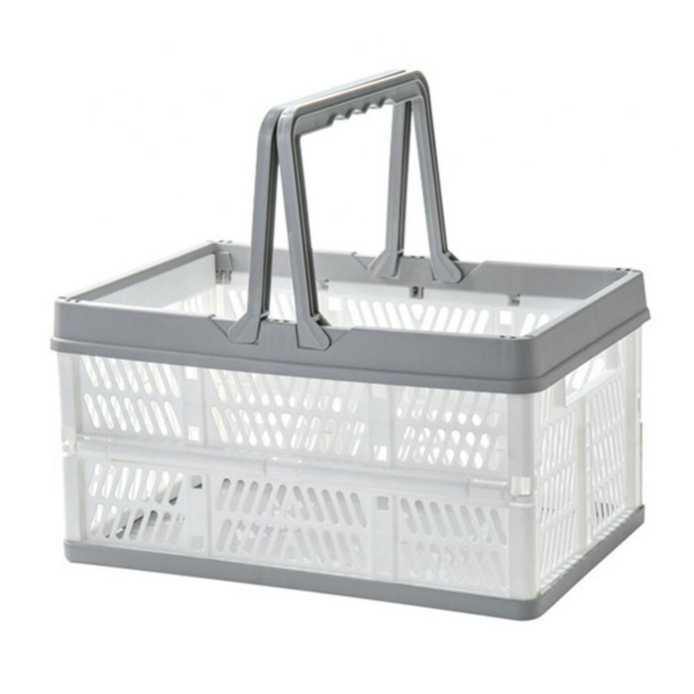 Storage Plastic with Handle Home Collapsible Shopping Basket Folding Crate Milk Toys Food Clothes Books Holder