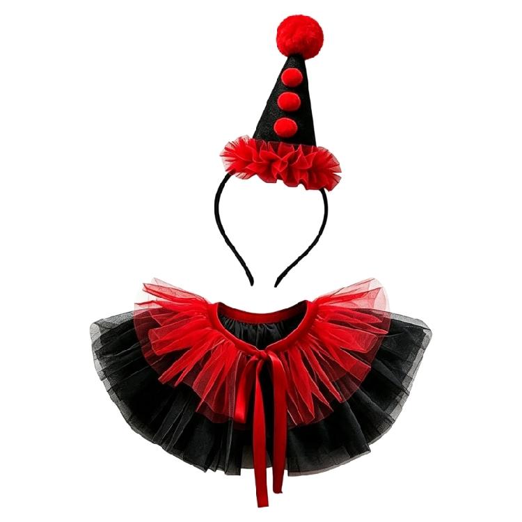 2-teiliges Halloween-Kostüm-Accessoire-Set mit Hut, Haarband und Krawattenkragen für Schulparty und Familienfoto-Nutzung