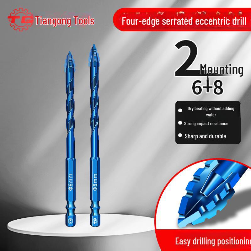 Tiangong Serrated Eccentric Drill Bit for Tile, Ceramic, Glass, Marble & Concrete