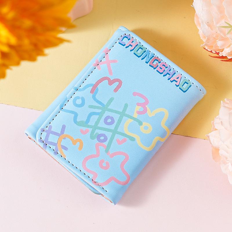 

Стильный красочный женский компактный кошелек-трифолд с граффити и множеством отделений для карт