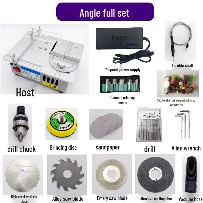 Compact Precision Table Saw for DIY Woodworking, Acrylic, and PCB Cutting with Multifunctional Lifting Capability.