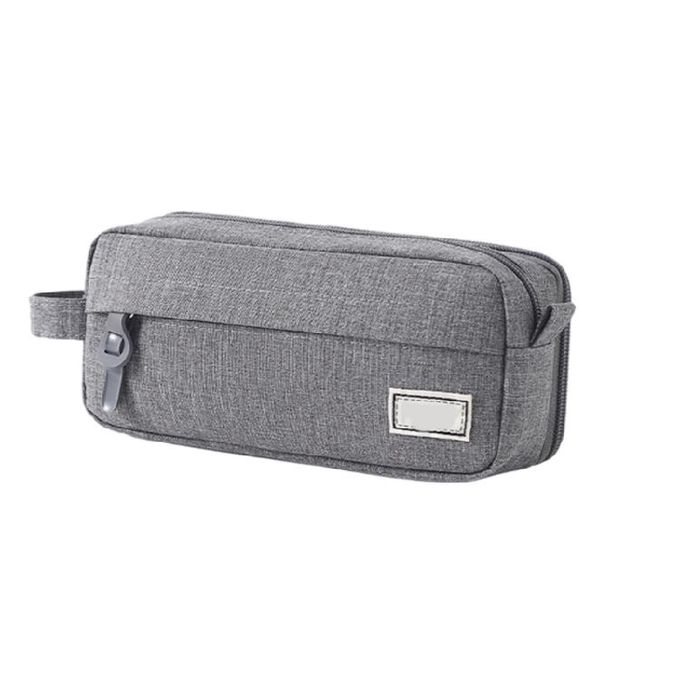 

High Capacity Pencil Case 3 Compartments Nylon Pen Pouches Portable Pencil Organiser Bag for Student School Supplies small серый