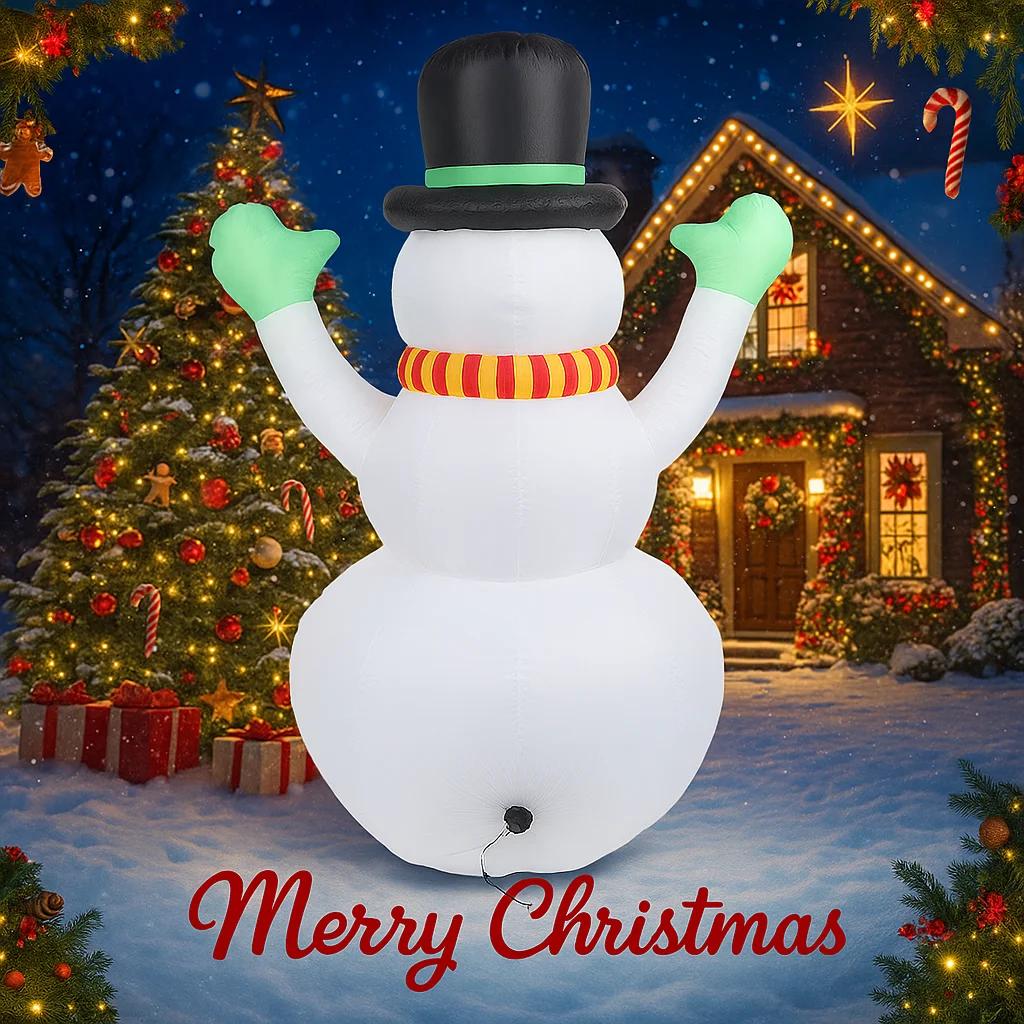 7.22FT Yard Party Decoration Inflatable Snowman Hat Scarf Toy LED Light Xmas Home Supplies Ornaments Christmas Holiday Gifts