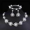European & American Luxury French Retro Rhinestone Pearl Jewelry Set: Earrings, Necklace & Bracelet for Brides