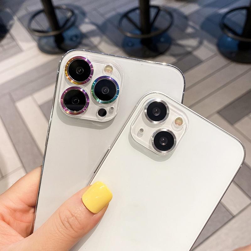 For iPhone 14 15 Pro Max / 14 15 Plus Rear Camera Lens Tempered Glass + Metal Protector Ring