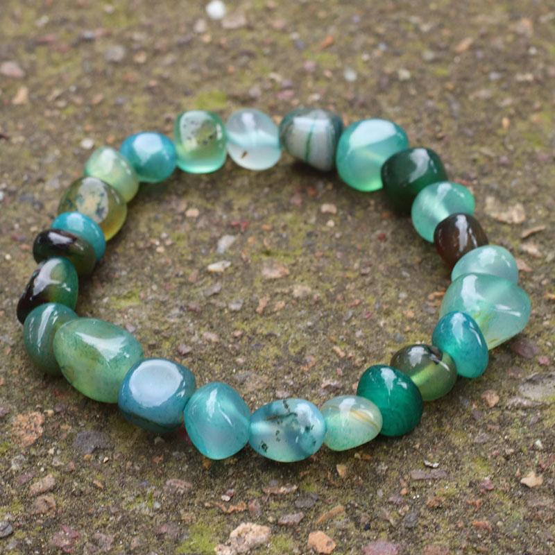 

Noter Bohemia 100% Natural Irregular Stone Bracelet For Men Women Smooth Indian Beaded Braclet Gift For Lover Beach Accessories светло-зеленый