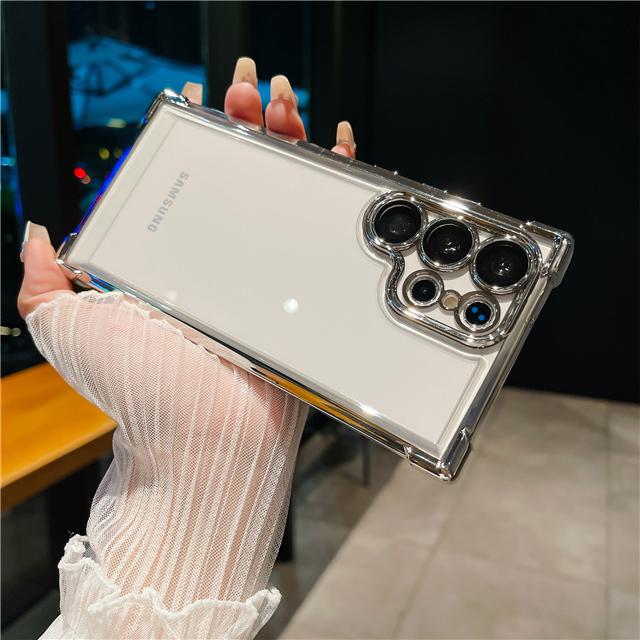 For Samsung Galaxy S25 Ultra Luxury Transparent Plating Frame Phone Case For Samsung S22 S23 S24 Plus A15 A55 Protective Cover