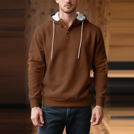 Men Jacquard Hoodie Long Sleeve Pullover Sweatshirt Loose Fit Hooded Casual Sweatshirt for Sportswear Street Gym