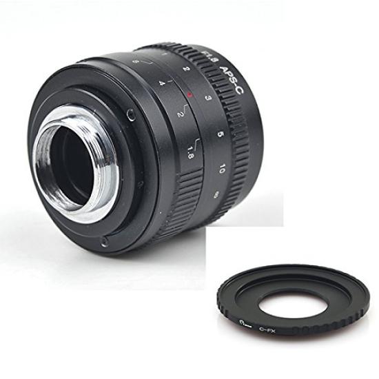 

Pixco TV CCTV 50mm Lens for Video Cameras with Lens Adapter Ring Compatible with Movie Lenses and Fujifilm Camera Bodies APS-C F1.8 C-Mount Tube,