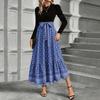 Women's Floral Print High Waist Fashionable And Elegant Dress