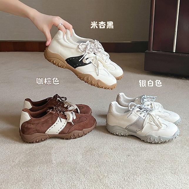 [Inside and Outside Sheepskin] Big-name Leather Thick-soled German Training Shoes Women's 2025 New Autumn Sports Soft-soled Forrest Gump Shoes