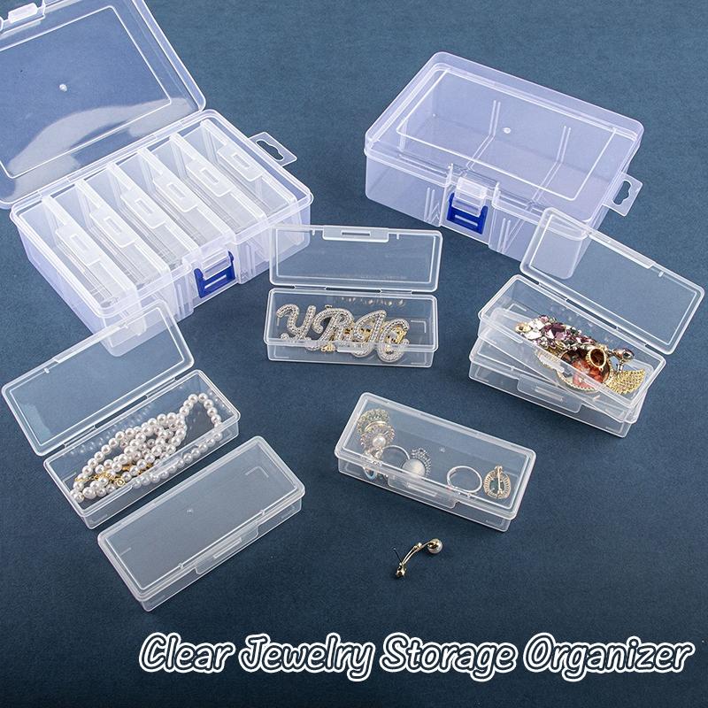 Transparent Storage Box Desk Organizer Case Jewelry Necklace Earring Organizer Box Clear Storage Case Classification Box