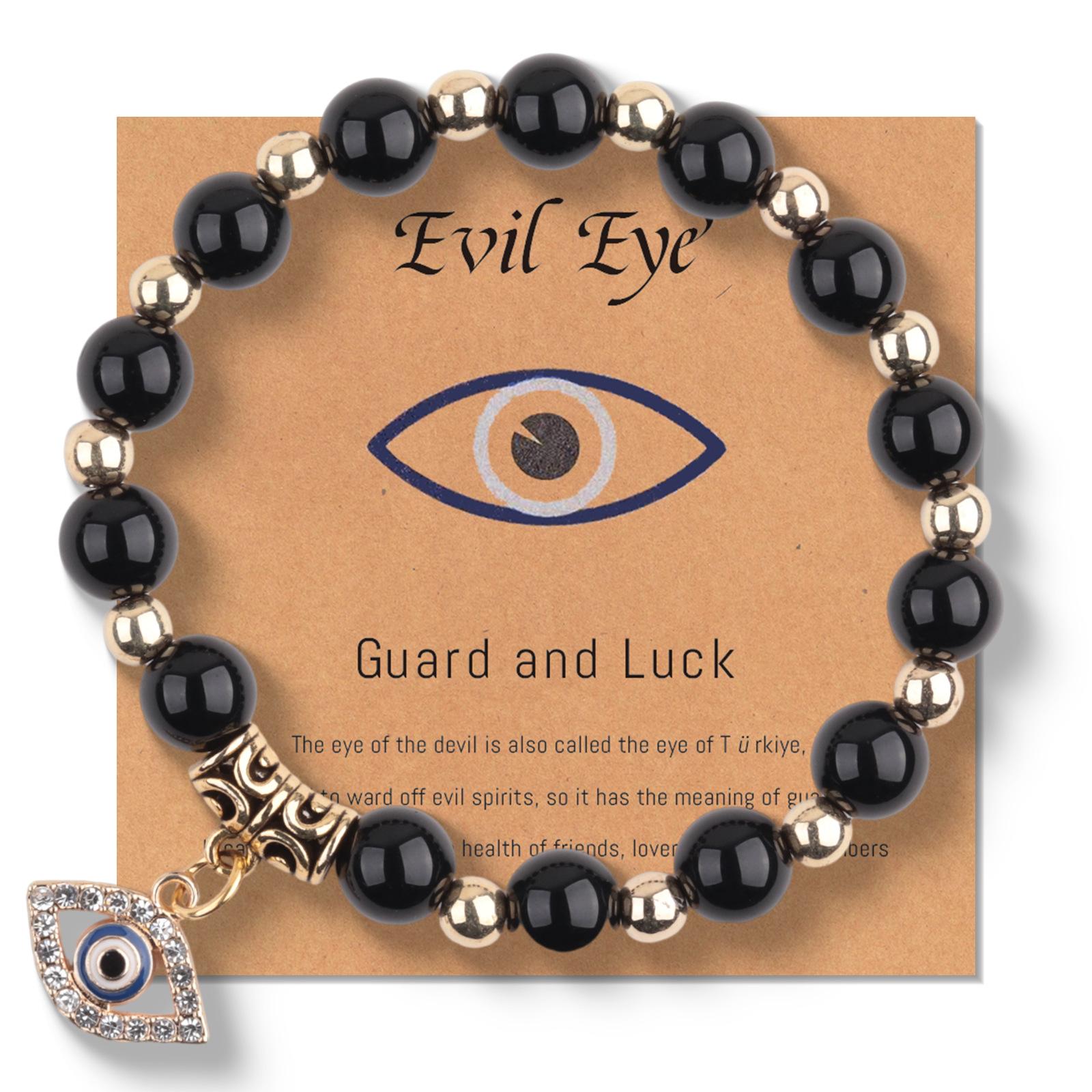 Evil Eye Bracelet Evil Eye Gold Beaded Natural Stone Beaded Bracelet Green Dongling Devil Eye Bracelet