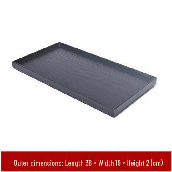 Rectangular Japanese Black Wooden Serving Tray - Solid Wood Plate for Dinner, Tea, or Water Cups. Perfect for Retro Restaurant Decor.