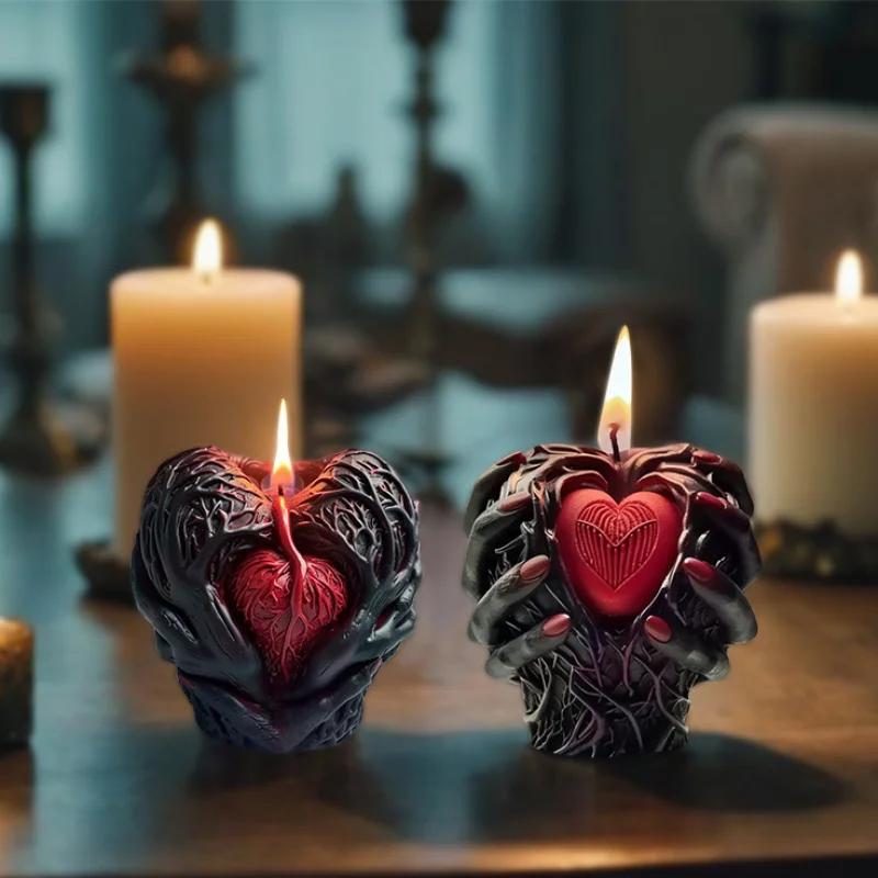 Halloween Hand Held Heart Aromatherapy Candle Silicone Mold DIY Horror Resin Ornament Mold