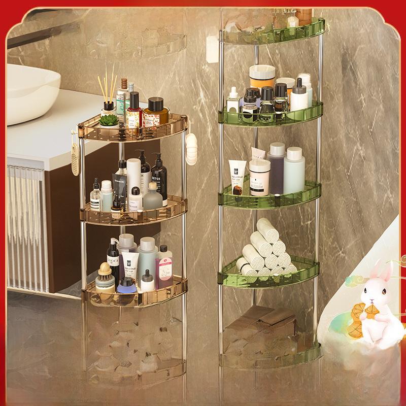 

Punch-Free Multi-Layer Bathroom & Toilet Storage Racks 1-tier Brown Transparent