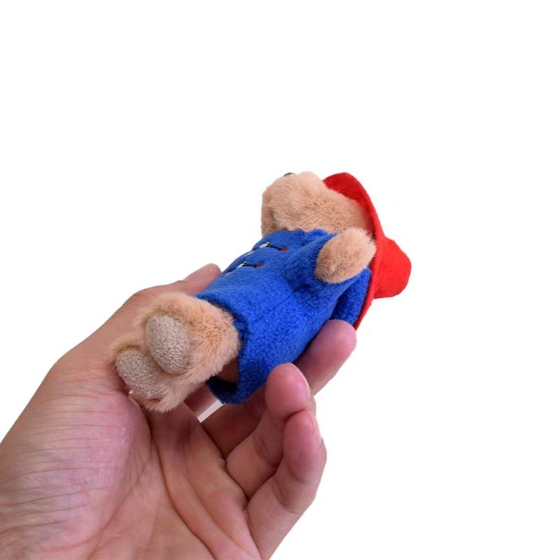 Cartoon Pattine Bär Actionfigur, Dish Tie Bär Plüschpuppe Anhänger, niedlicher Schlüsselanhänger für Kinder-Weihnachtsgeschenktüten
