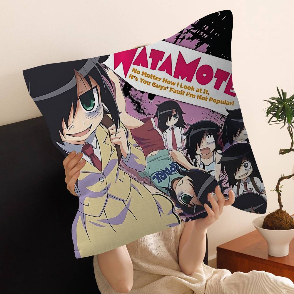Anime W-Watamote Kuroki Tomoko Pillow Cushion Cover Pillowcase Living Room Sofa Home Decor