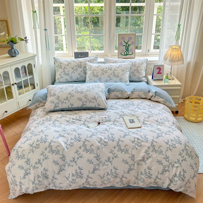 3pc 100% Cotton Duvet Cover Set,no fill,Elegant Floral Soft Breathable And Skin-friendly, Single Queen Size for Bedding Set