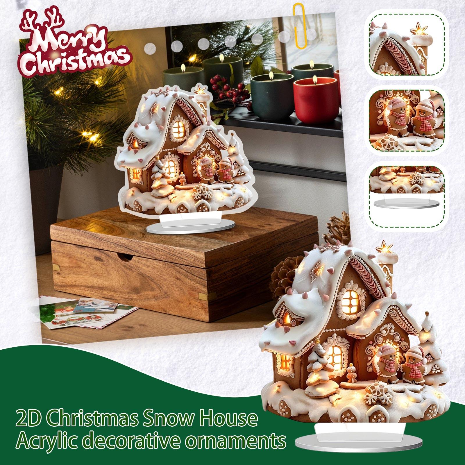 

1 PC 2D Christmas Snowhouse Acrylic Decorative Ornament Winter Gift Home Decor One Size