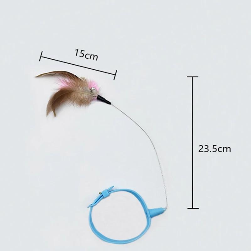 

New hot product collar for cat teaser self-entertainment cat toy neck collar feather bell cat toy pet supplies синий