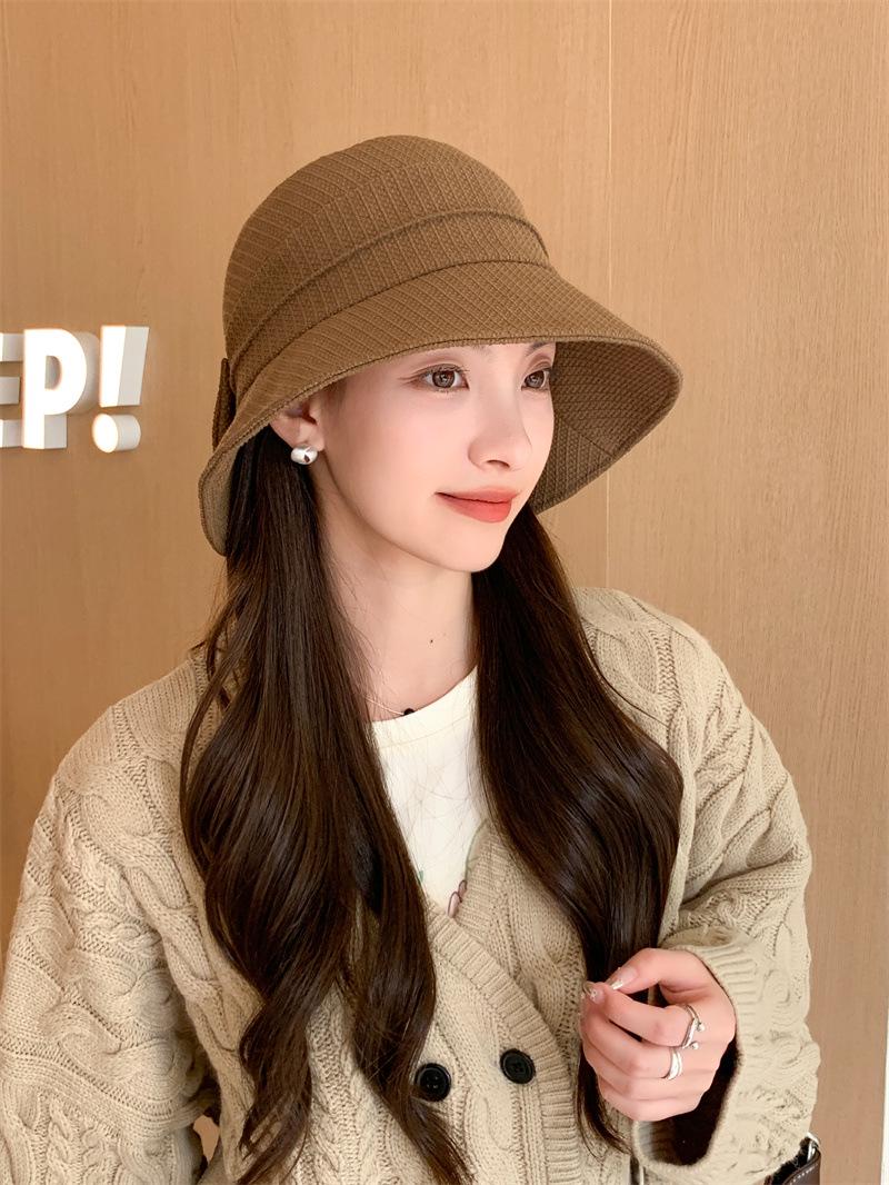 

Женская панама в корейском стиле для осени и зимы - Универсальная, льстит круглому лицу, в японском стиле с бантом высокого класса M (56-58 cm)