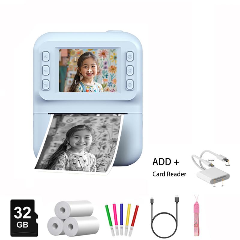 

Камера мгновенной печати для детей Детская камера для 6-12 лет 30 МП HD 1080P Цифровая камера Камера для печати на термобумаге Мгновенная печать Add 5PCS Paper